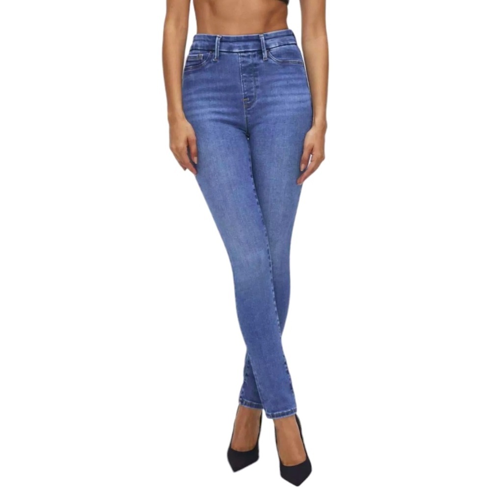 Good American Power Stretch Pull On Skinny Jeans Womens Size Small Indigo Blue